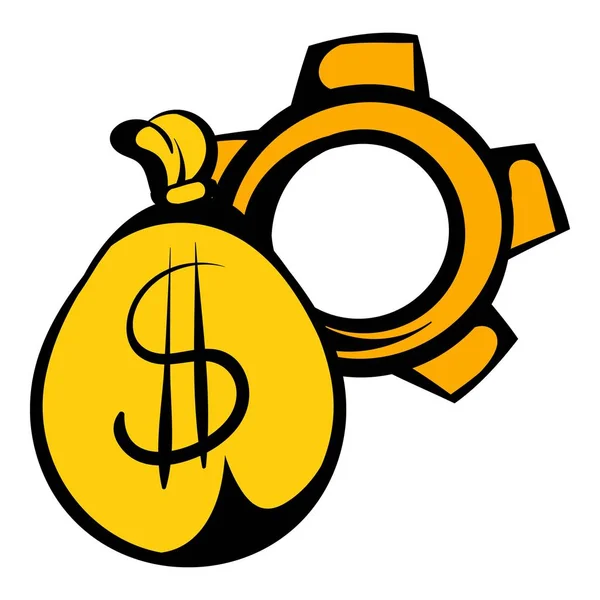 Значок мешка с деньгами, иконка мультфильма — стоковый вектор