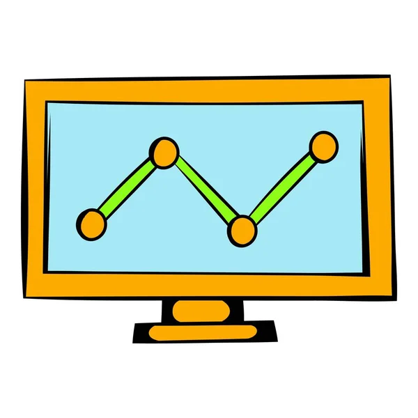 Graph on the computer monitor icon, icon cartoon — Stock Vector