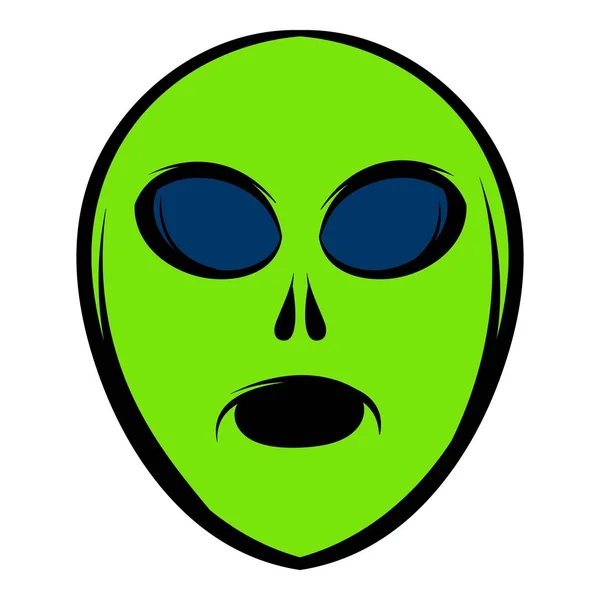 Alien green head icon, icon cartoon — Stock Vector
