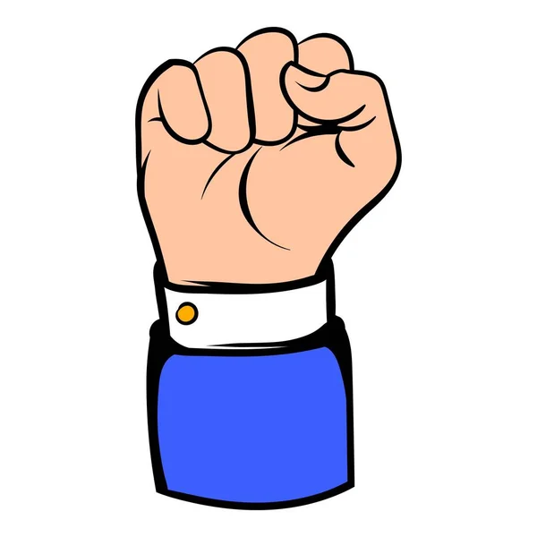 Poing levé, icône du geste de la main, dessin animé icône — Image vectorielle