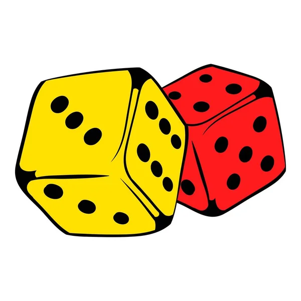 Ref. Red and yellow dice icon, icon cartoon — стоковый вектор