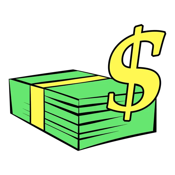 Stack of dollars icon, icon cartoon — Stock Vector