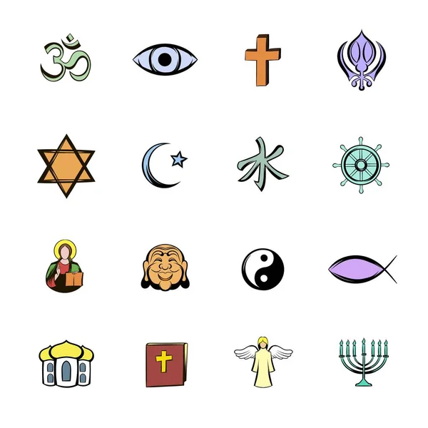 Religion comics icons set cartoon