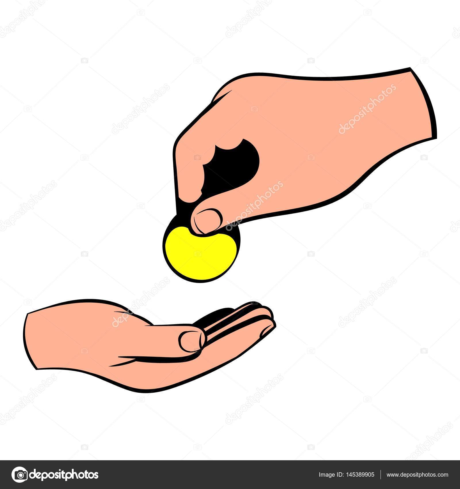 Vector dibujo mano recibiendo dinero Una mano dando un Vector dibujo mano recibiendo dinero Una mano dando un