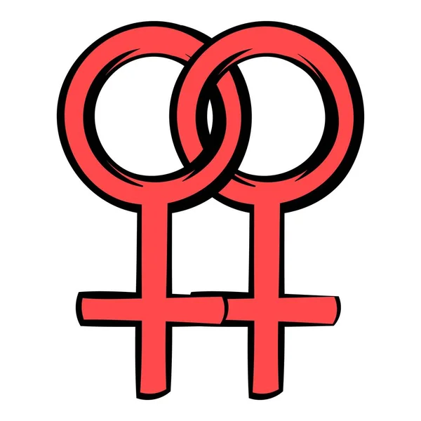 두 여성의 성별 기호 아이콘, 아이콘 만화 — 스톡 벡터