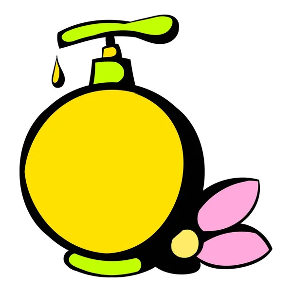 Botella de plástico amarillo con icono de jabón líquido — Vector de stock