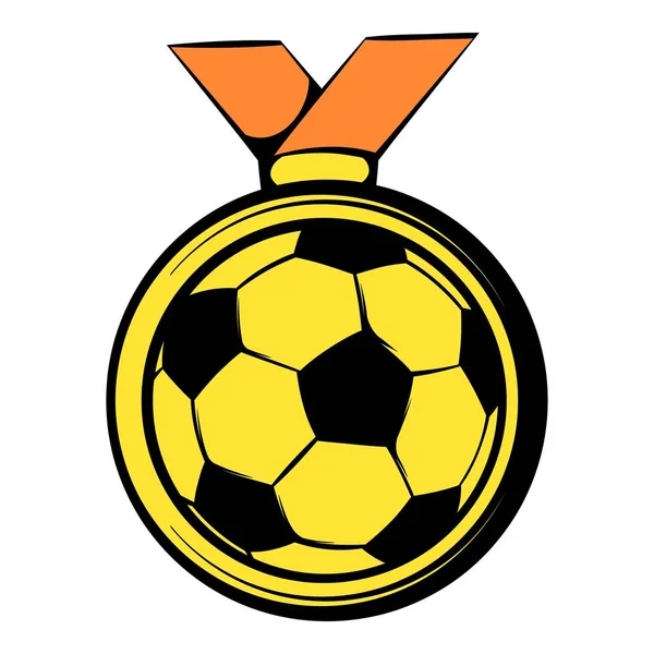 Gold soccer medal icon, icon cartoon — Stock Vector