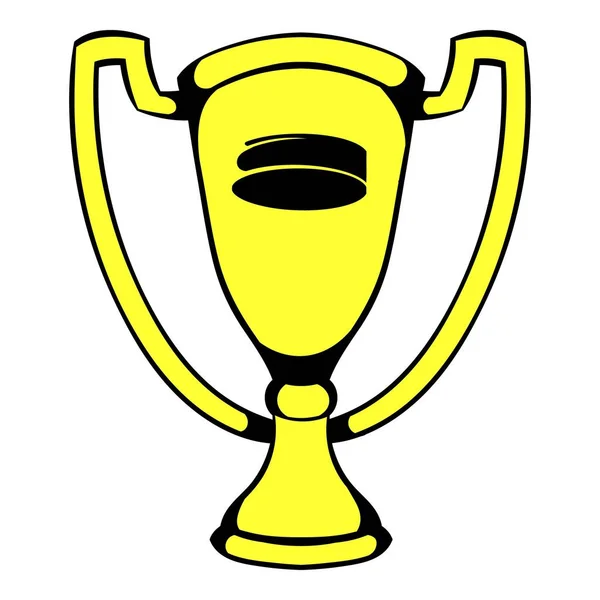 Oro brillante trofeo taza premio icono, icono de dibujos animados — Vector de stock