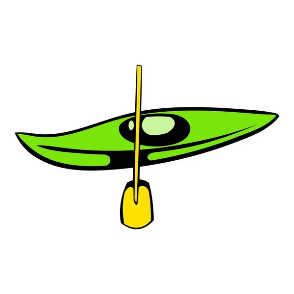 Kanu mit Paddel-Ikone, Icon-Cartoon — Stockvektor