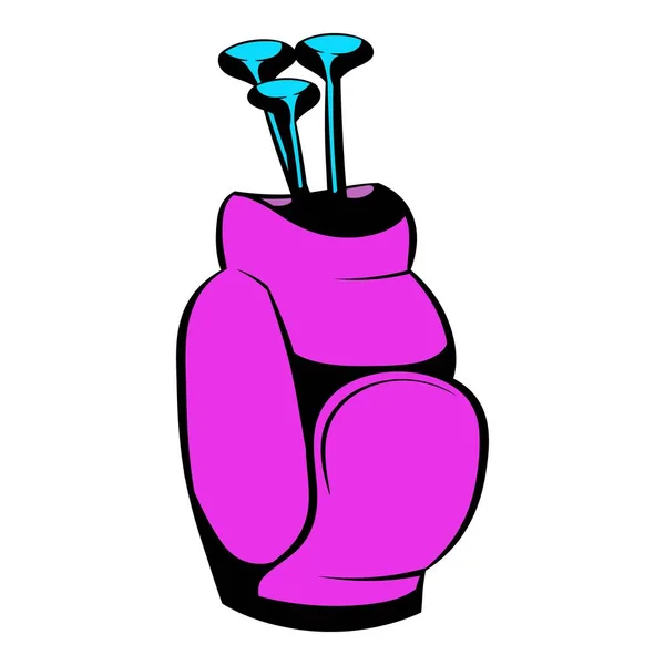 Golf clubs in a pink bag icon, icon cartoon - Stok Vektor