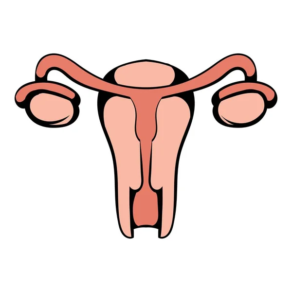 Gebärmutter und Eierstöcke Ikone, Ikone Karikatur — Stockvektor