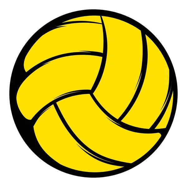 Gelbe Ikone des Volleyballs, Symbolkarikatur — Stockvektor