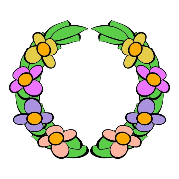 Memorial wreath of flowers icon, icon cartoon — Stock Vector