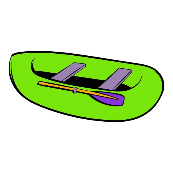 Grüne Schlauchboot-Ikone, Symbol-Karikatur — Stockvektor