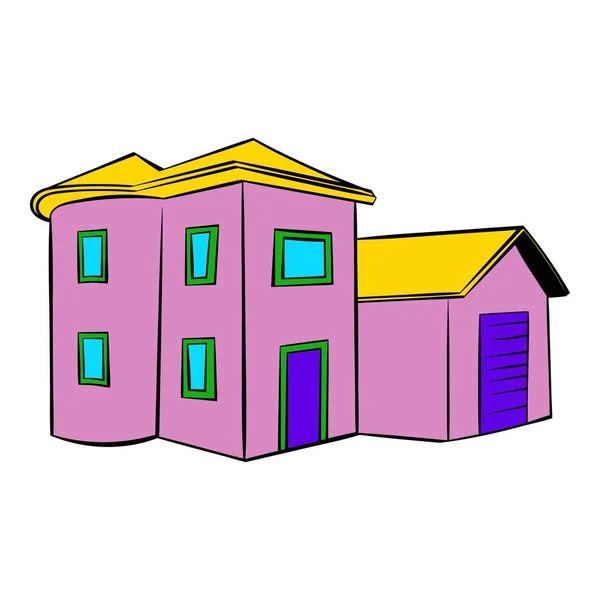 Two-storey house icon, icon cartoon — Stock Vector