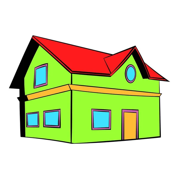 Icono de casa de dos pisos, icono de dibujos animados — Vector de stock