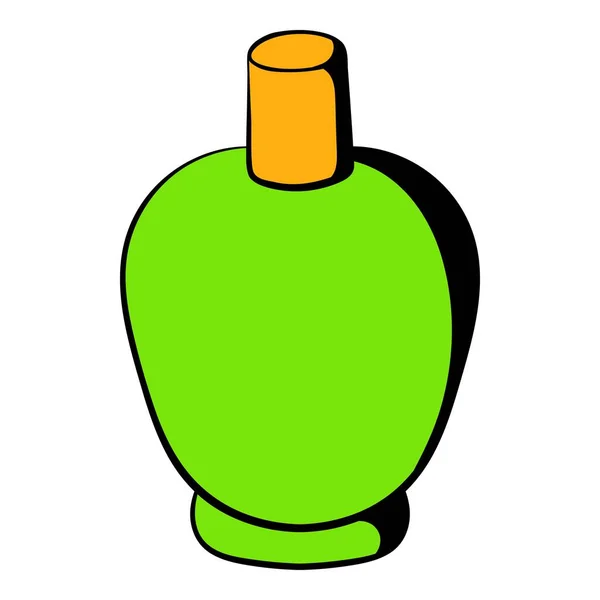 Icono de la botella cosmética verde, icono de dibujos animados — Vector de stock