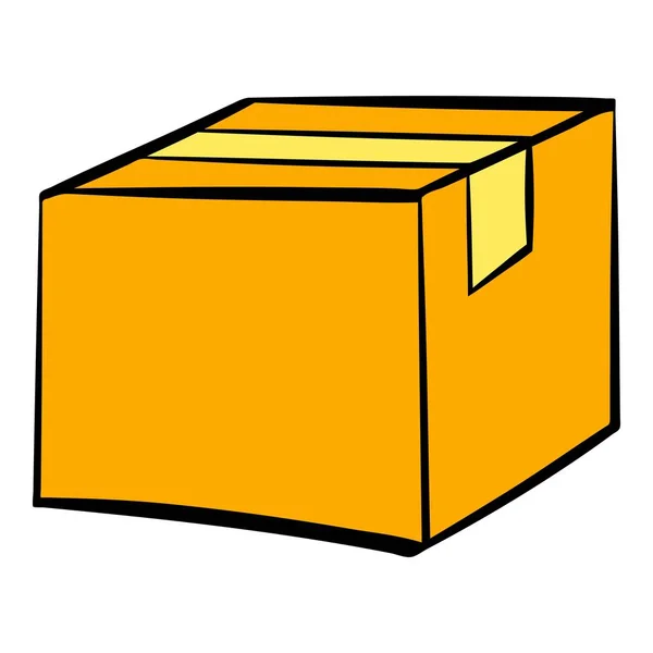 Caja de cartón cerrada grabado icono, icono de dibujos animados — Archivo Imágenes Vectoriales