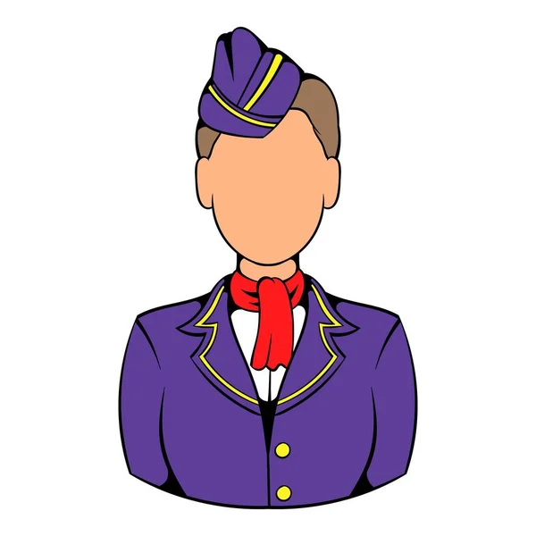 Stewardess-Ikone im Icon-Cartoon — Stockvektor