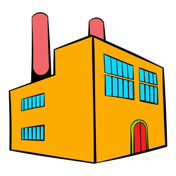 Fabbrica edificio icona, icona cartone animato — Vettoriale Stock
