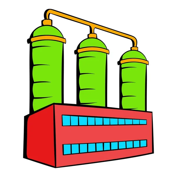 Icona della raffineria di petrolio o dell'impianto chimico, icona del cartone animato — Vettoriale Stock