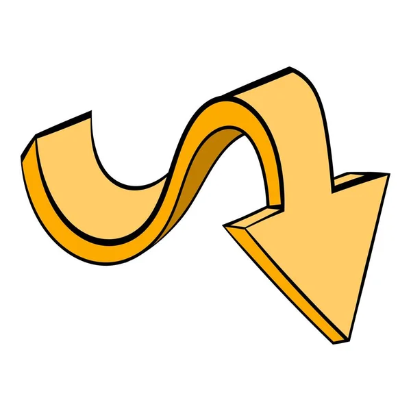 Icono de flecha ondulada amarilla, icono de dibujos animados — Vector de stock