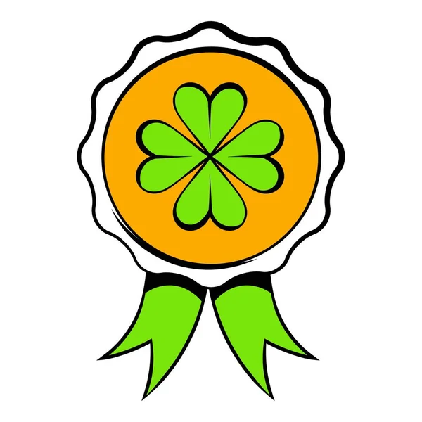 Insigne de trèfle à quatre feuilles icône, dessin animé icône — Image vectorielle