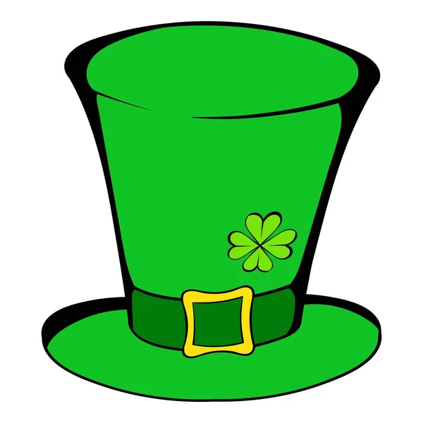 Icône de chapeau de cylindre de lutin vert, dessin animé icône — Image vectorielle