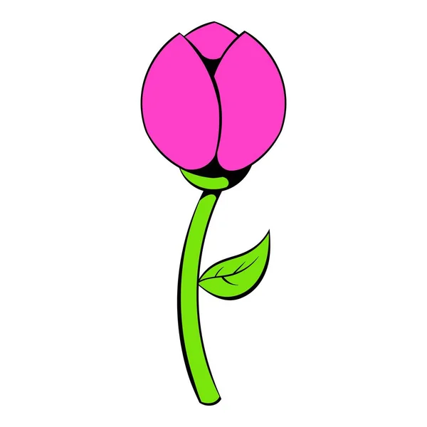 Icono de tulipán rosa, icono de dibujos animados — Vector de stock