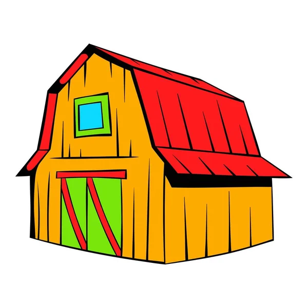 Drewniana stodoła ikona kreskówka — Wektor stockowy