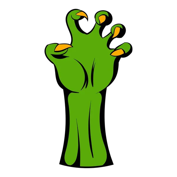 Μάγισσα πράσινο χέρι εικονίδιο καρτούν — Διανυσματικό Αρχείο