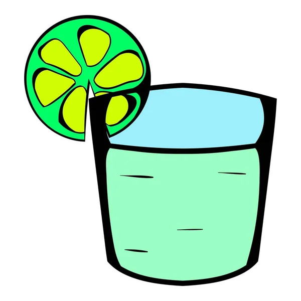 Tequila in een glas met kalk pictogram cartoon — Stockvector