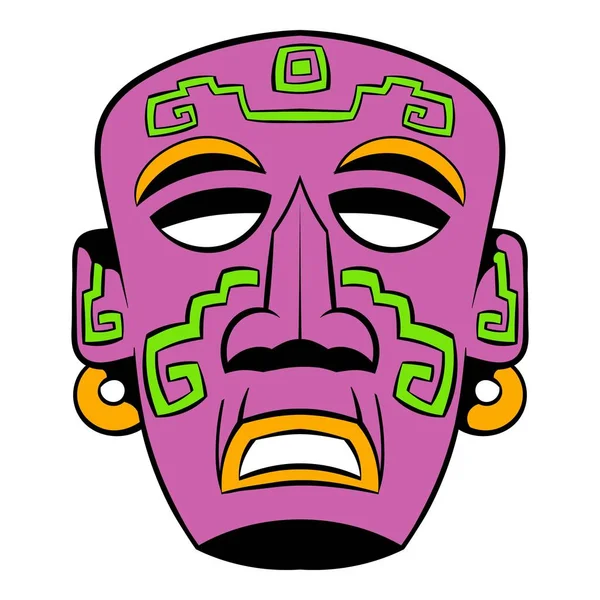 Ícone de máscara tribal desenhos animados — Vetor de Stock