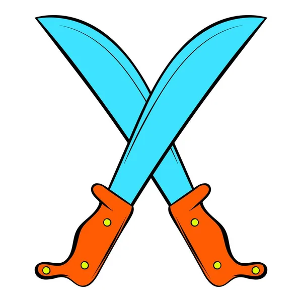Gekruist machetes pictogram cartoon — Stockvector
