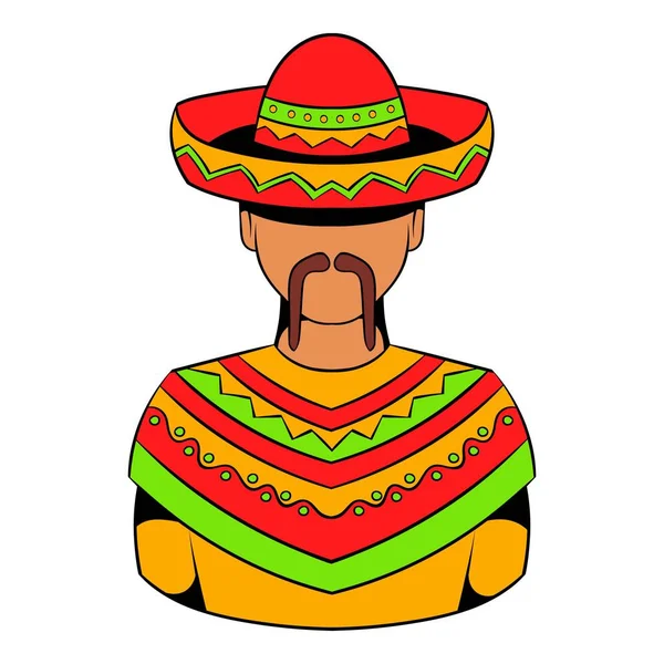 Homme mexicain icône dessin animé — Image vectorielle