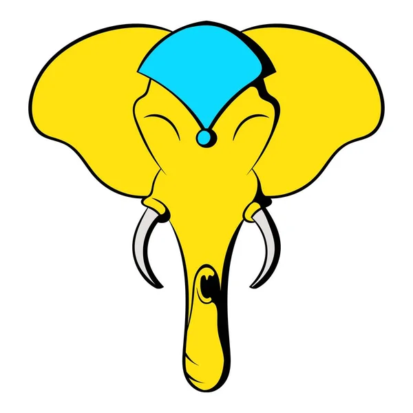 Cabeza de elefante icono de dibujos animados — Vector de stock