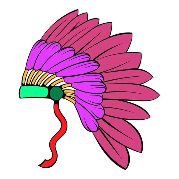 Indiánské peří čelenku ikonu kreslený — Stockový vektor