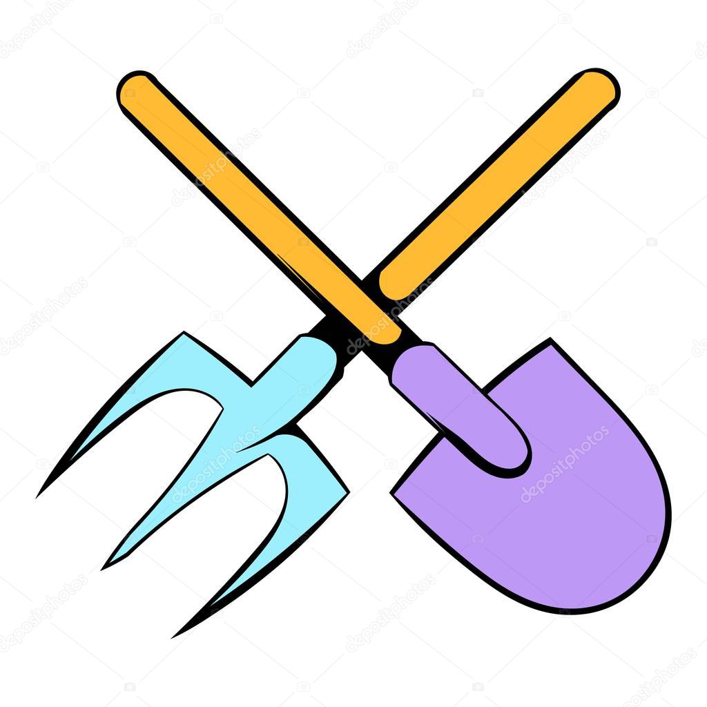 Shovel and pitchfork icon cartoon