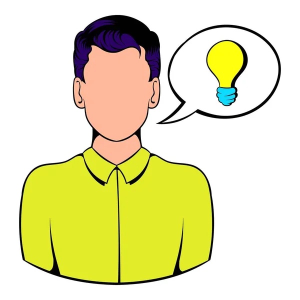Empresário e bolha de fala com um ícone de lâmpada — Vetor de Stock