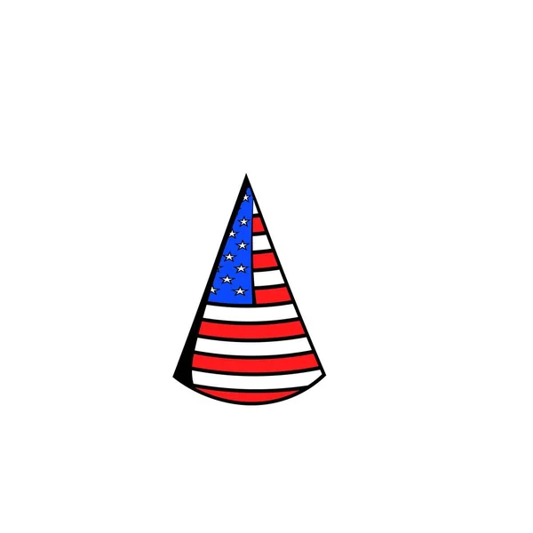 Party hat in the USA flag colors icon cartoon — Stock Vector