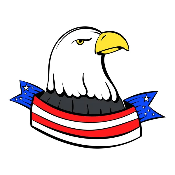 Bald eagle with USA flag icon cartoon — Stock Vector