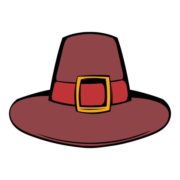 Pilgrim hatt ikonen tecknad — Stock vektor
