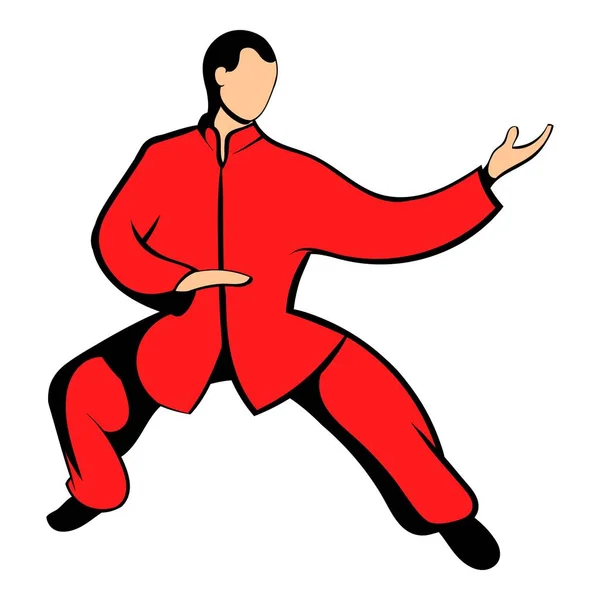 Wushu Kämpfer Ikone Karikatur — Stockvektor