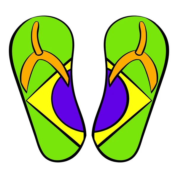 Brasil flip flops ikon kartun - Stok Vektor
