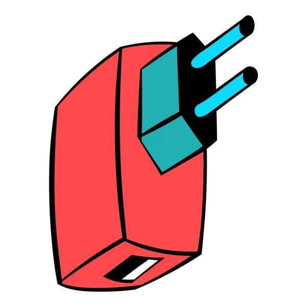 Adaptador de corriente eléctrica icono de dibujos animados — Vector de stock