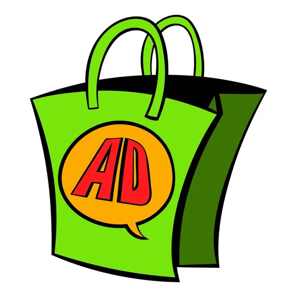 Shopping bag with AD letters icon cartoon — Stock Vector