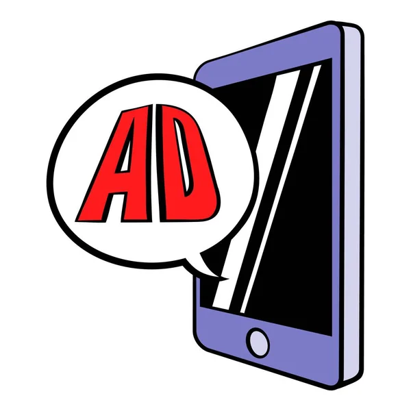 Smartphone con letras AD en el icono de la pantalla — Archivo Imágenes Vectoriales