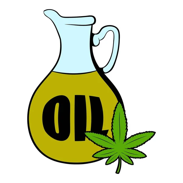 Konopí ropy a konopí listu ikonu kreslený — Stockový vektor