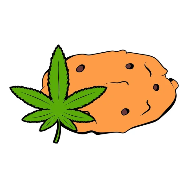 Galletas con marihuana icono de la hoja de dibujos animados — Vector de stock