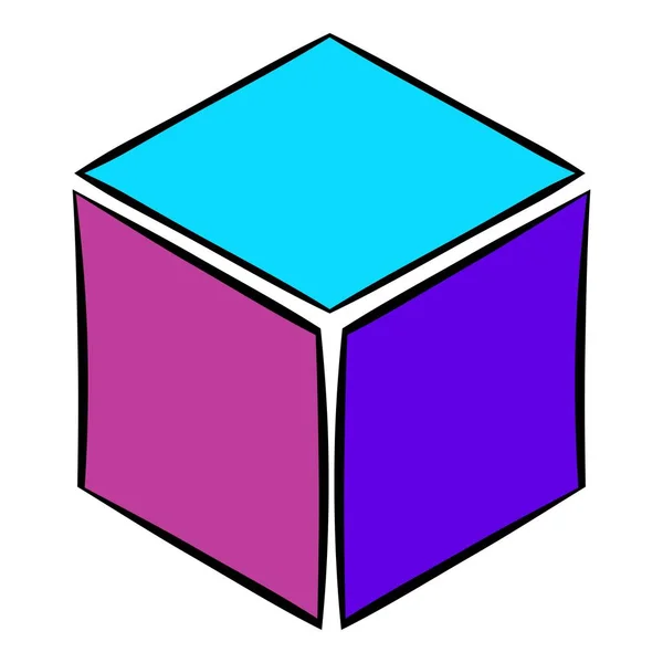 Cube icône dessin animé — Image vectorielle